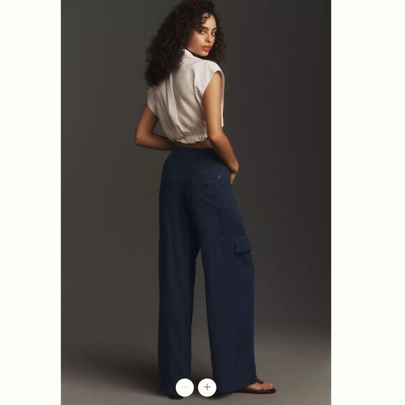 Anthropologie 808 Linen Beach Cargo Pants - Picture 3 of 4